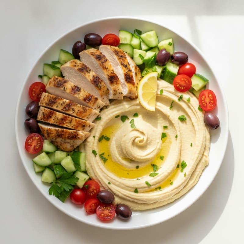 Herb-Roasted Chicken Hummus Platter