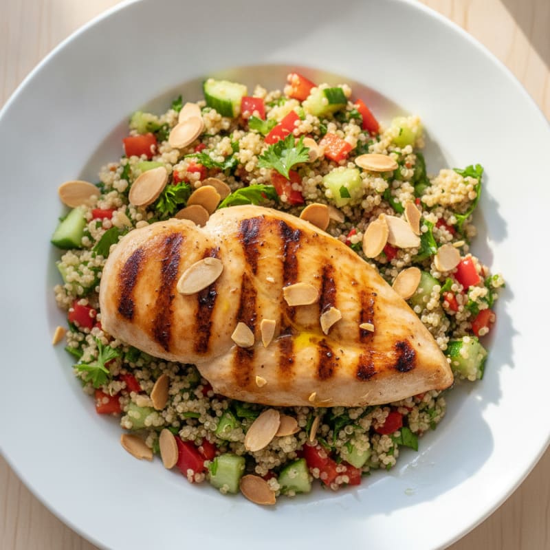 Grilled Chicken Breast with Crunchy Quinoa Salad