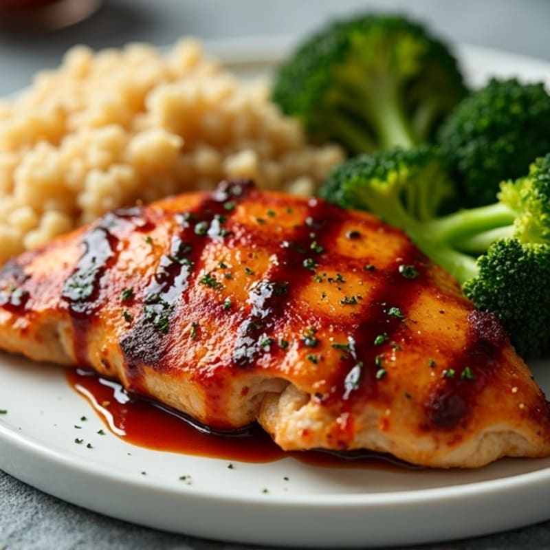 Juicy Grilled BBQ Chicken with Roasted Broccoli