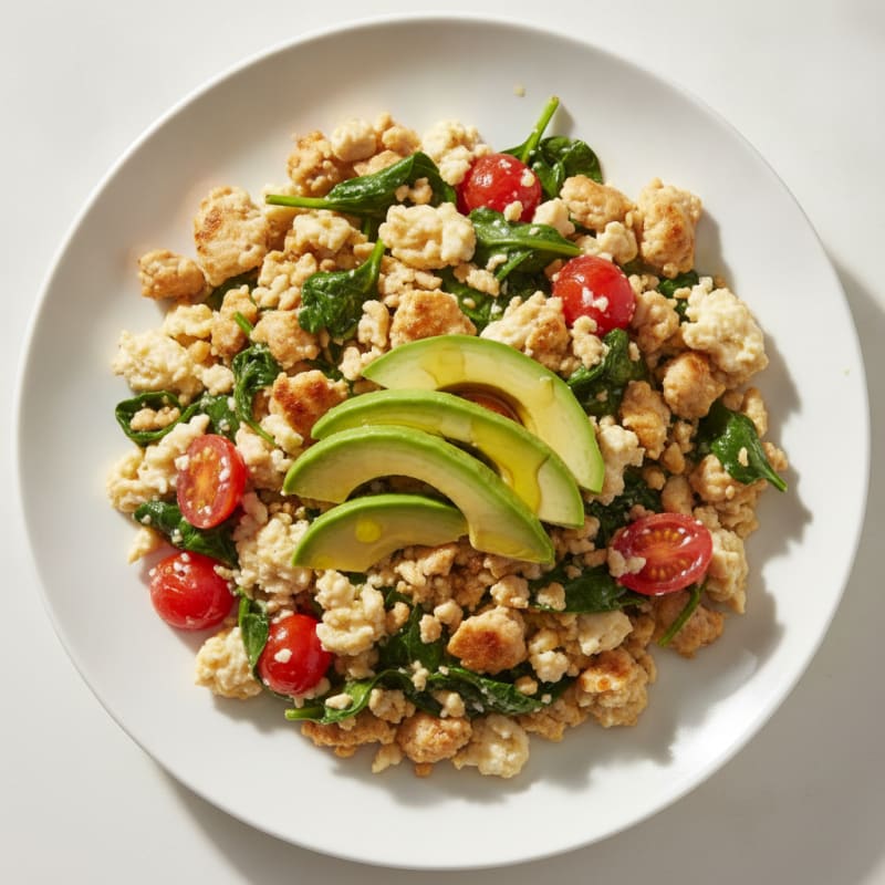 Chicken Egg White Scramble with Spinach and Tomatoes