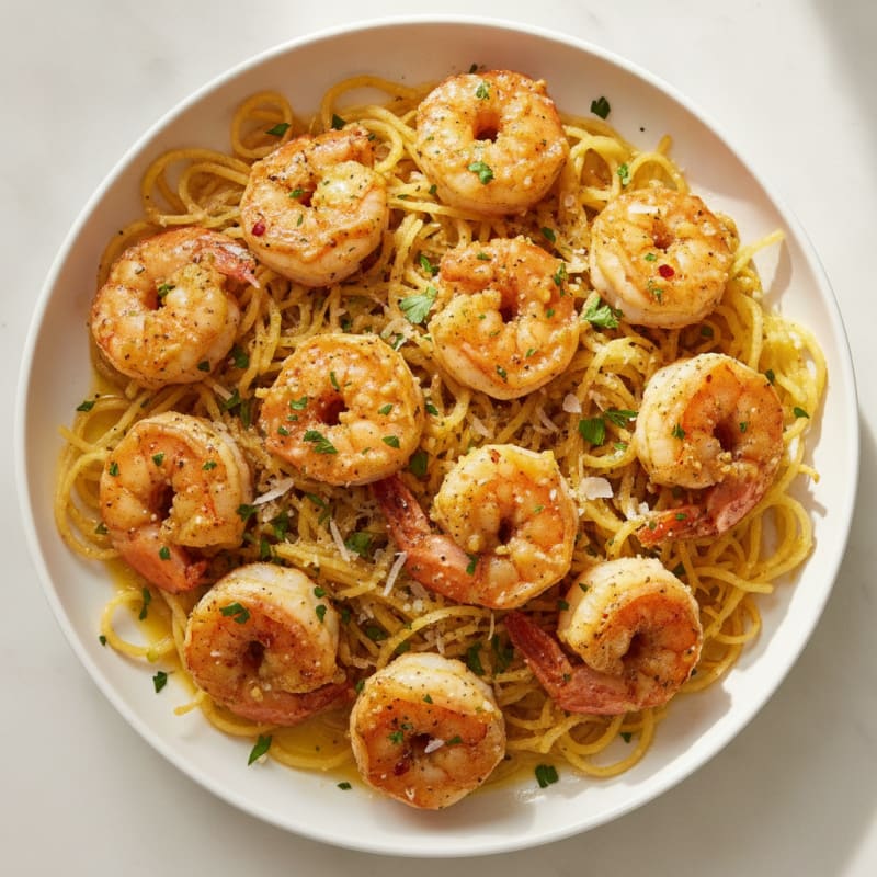 Garlic Shrimp with Roasted Spaghetti Squash