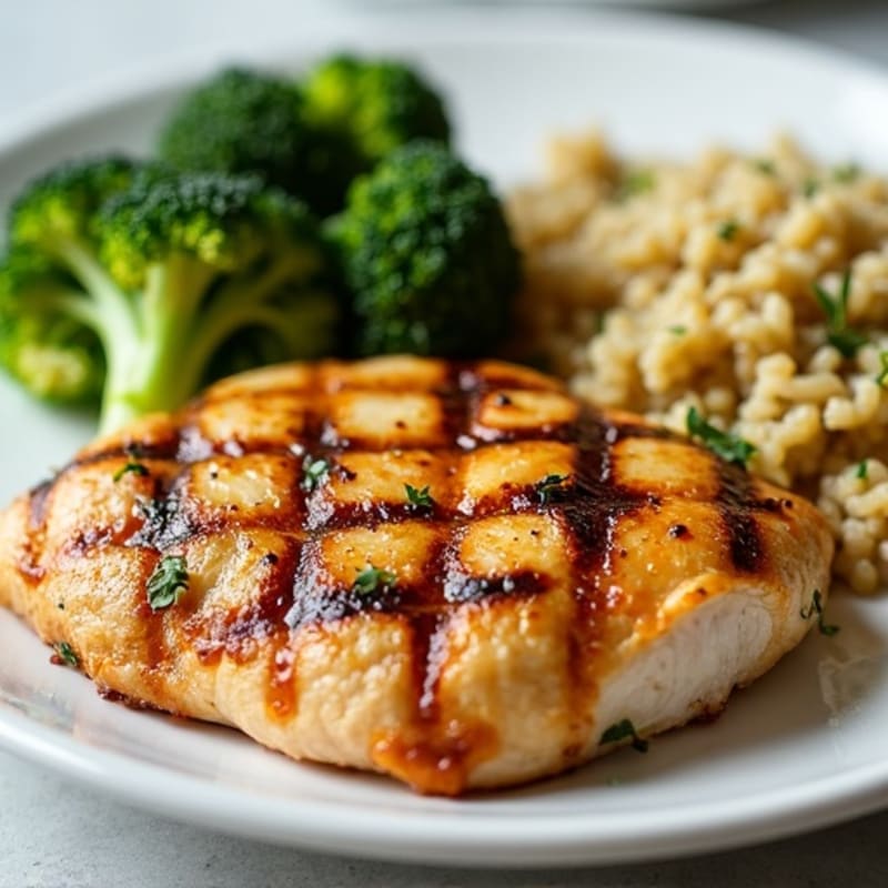 Grilled Chicken Breast with Roasted Broccoli and Quinoa