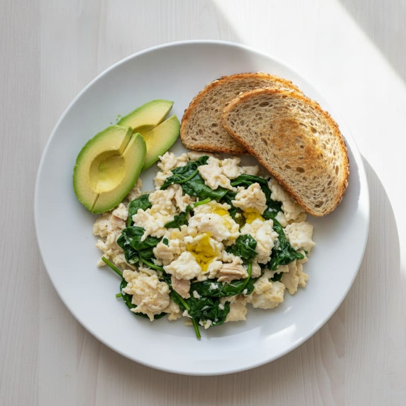 Scrambled Egg Whites with Roasted Turkey and Spinach