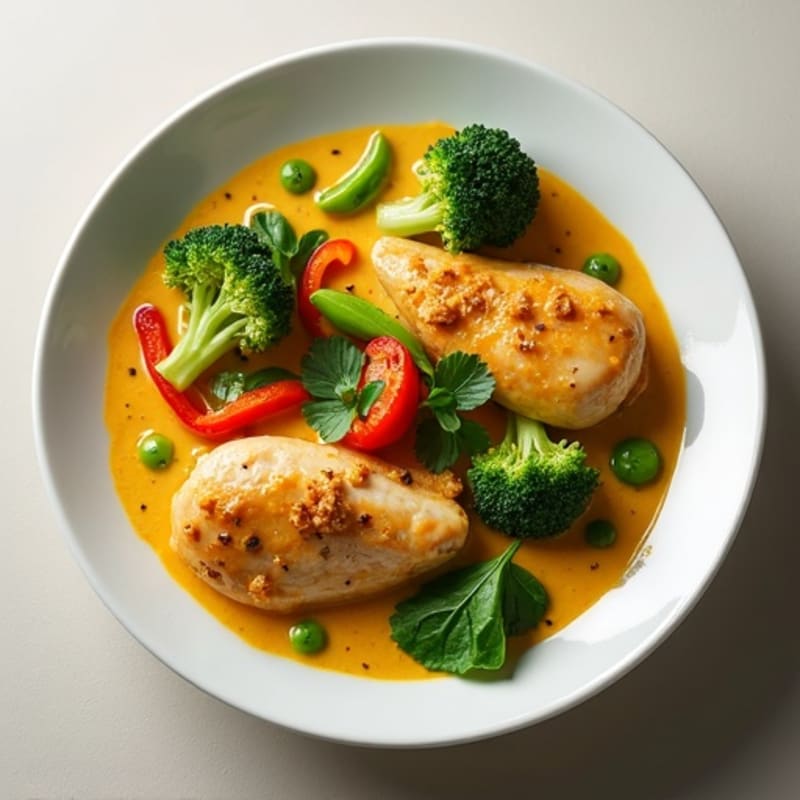 Creamy Chicken and Green Vegetable Coconut Curry