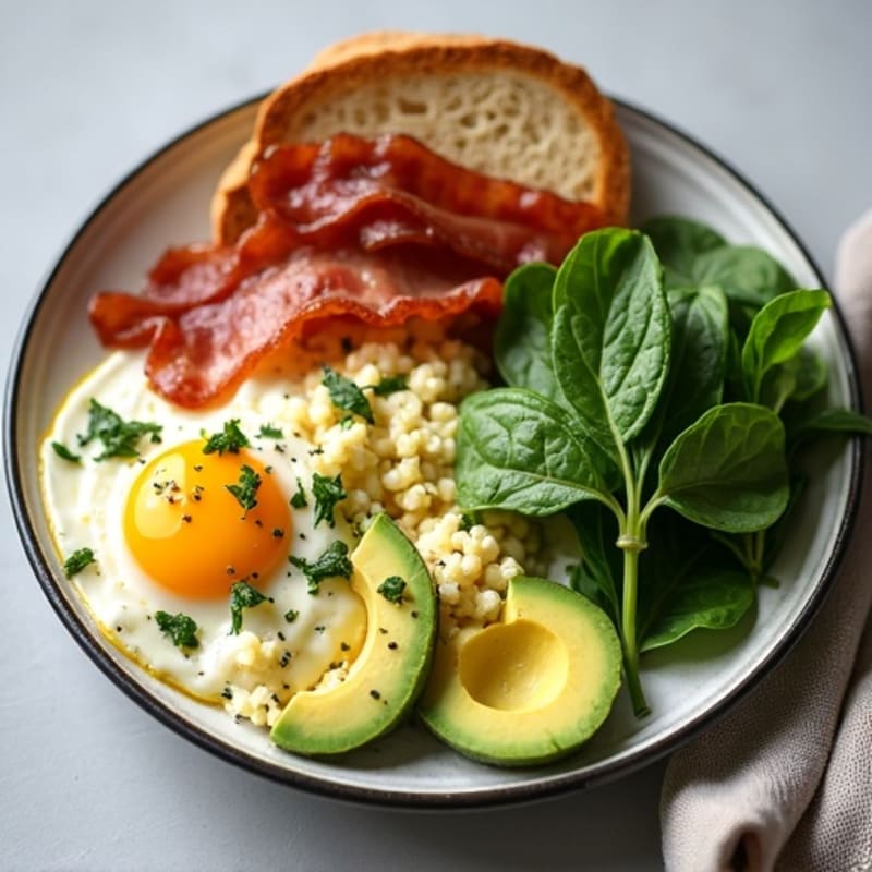 Cottage Cheese Scramble with Spinach and Turkey Bacon