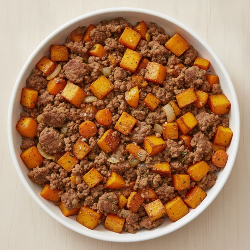 Ground Beef Skillet with Roasted Butternut Squash