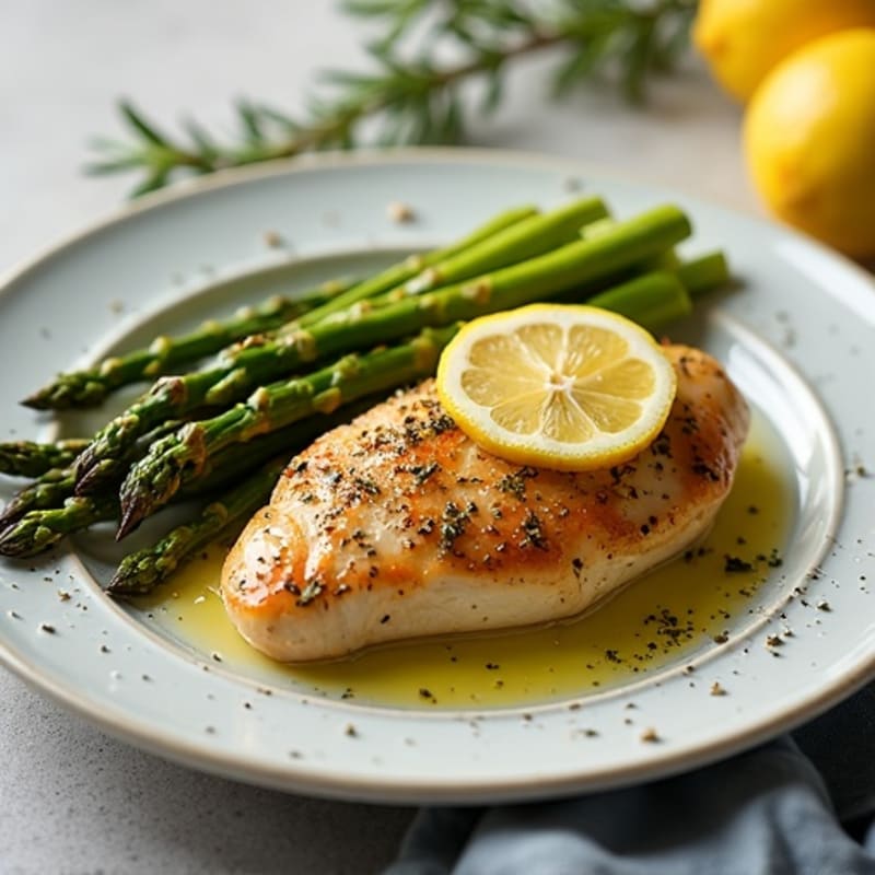 Lemon-Herb Roasted Chicken with Crispy Roasted Asparagus