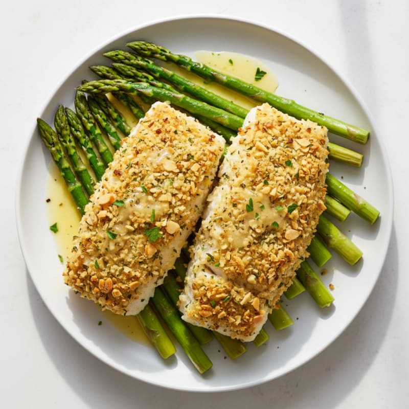 Crispy Lemon-Herb Baked Cod with Asparagus