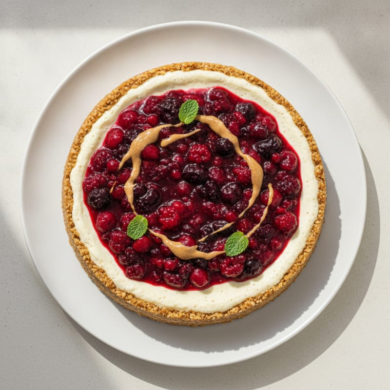 Greek Yogurt Protein Cheesecake with Berry Compote