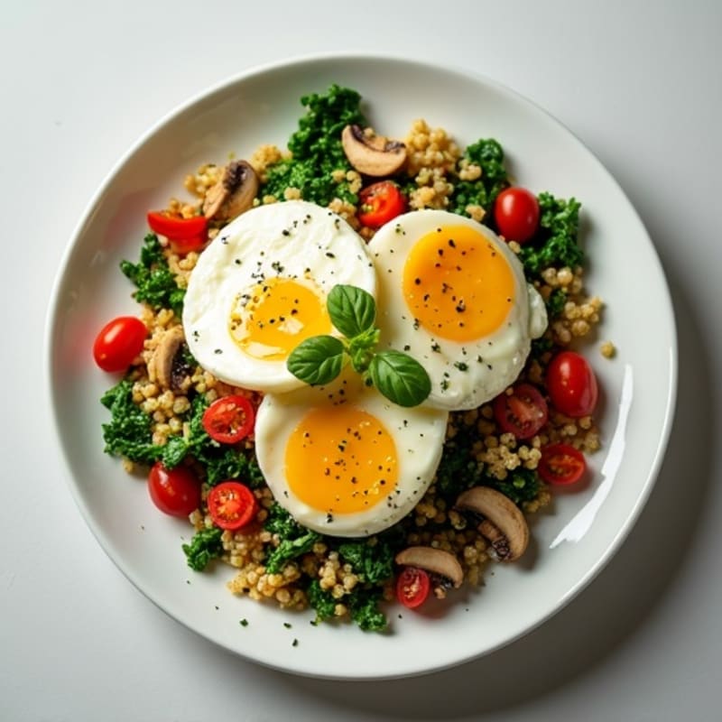 Egg White Veggie Scramble with Cottage Cheese and Spinach