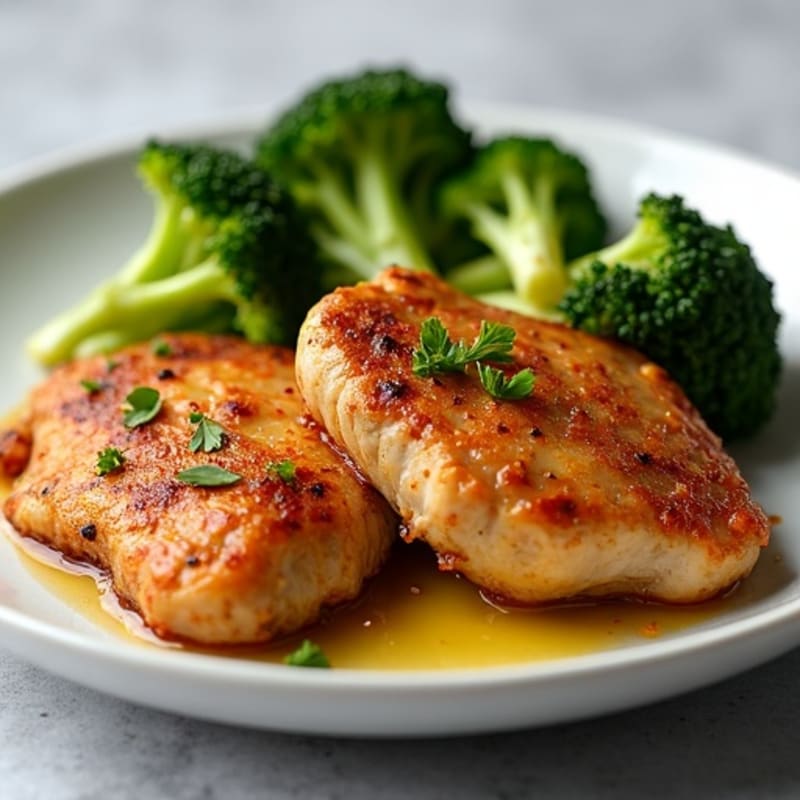 Crispy Pan-Seared Chicken Thighs with Roasted Broccoli