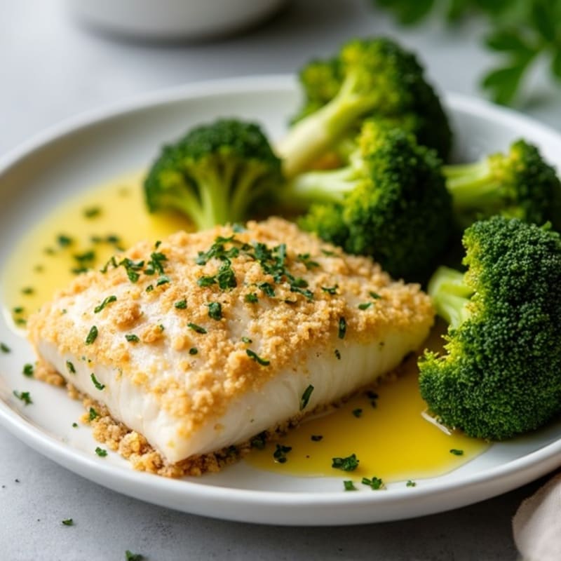 Herb-Crusted Lemon Garlic Baked Cod