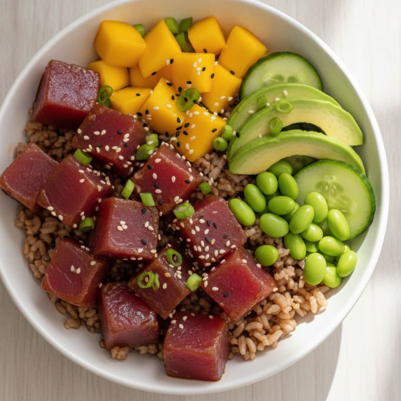 Ahi Tuna Poke Bowl with Tropical Fruit