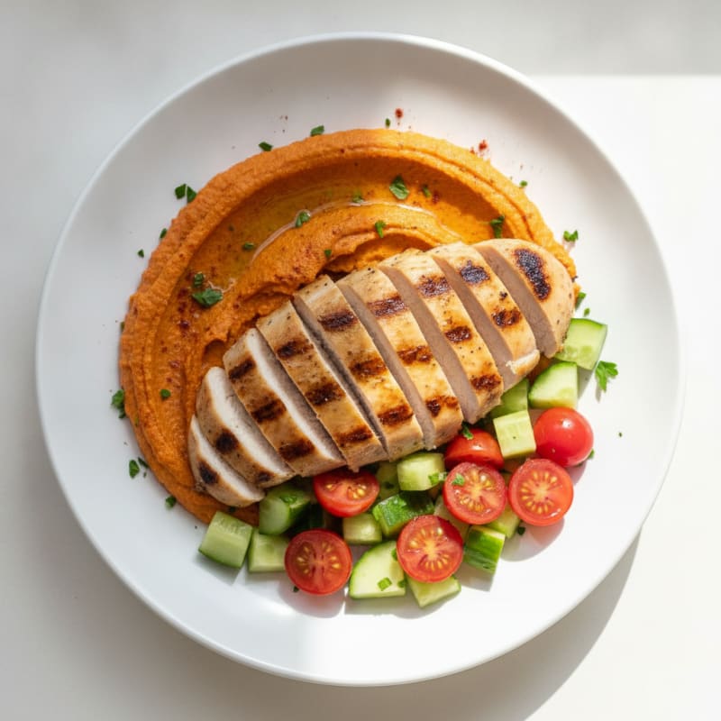 Roasted Red Pepper Hummus Chicken Bowl
