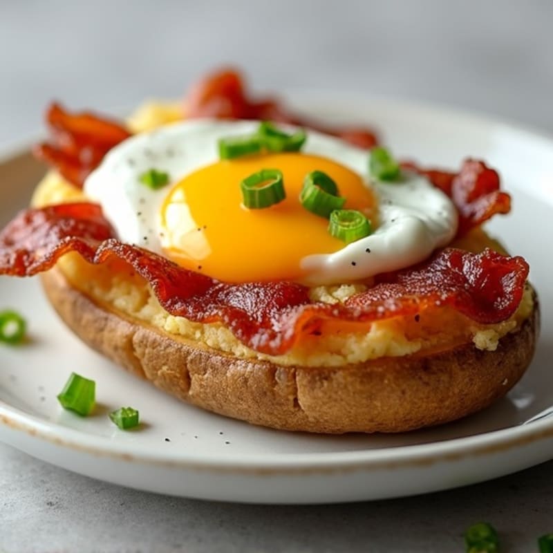 Crispy Twice-Baked Potato with Turkey Bacon
