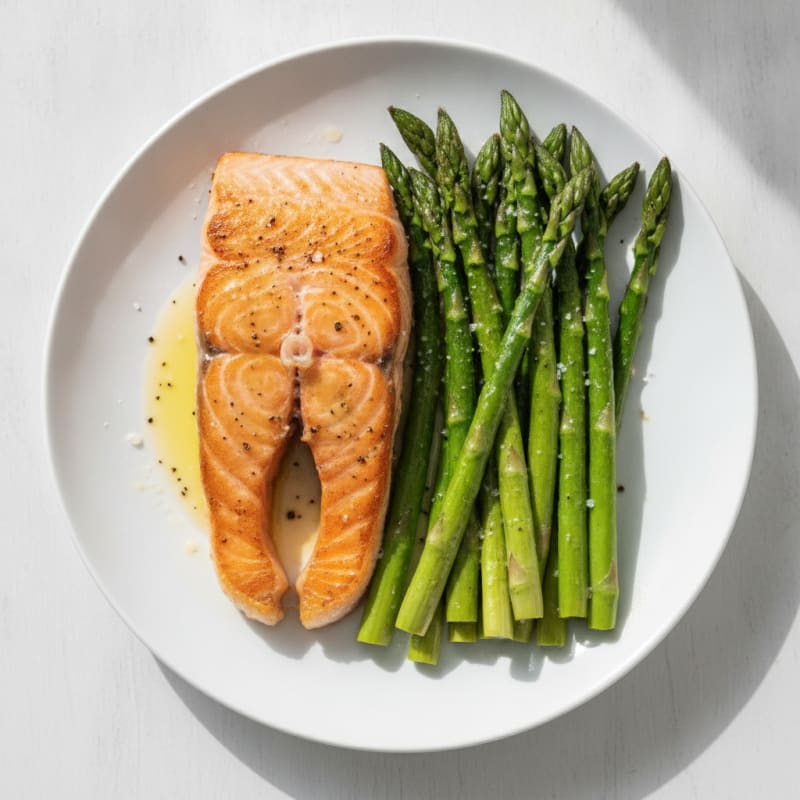 Pan-Seared Salmon with Roasted Asparagus