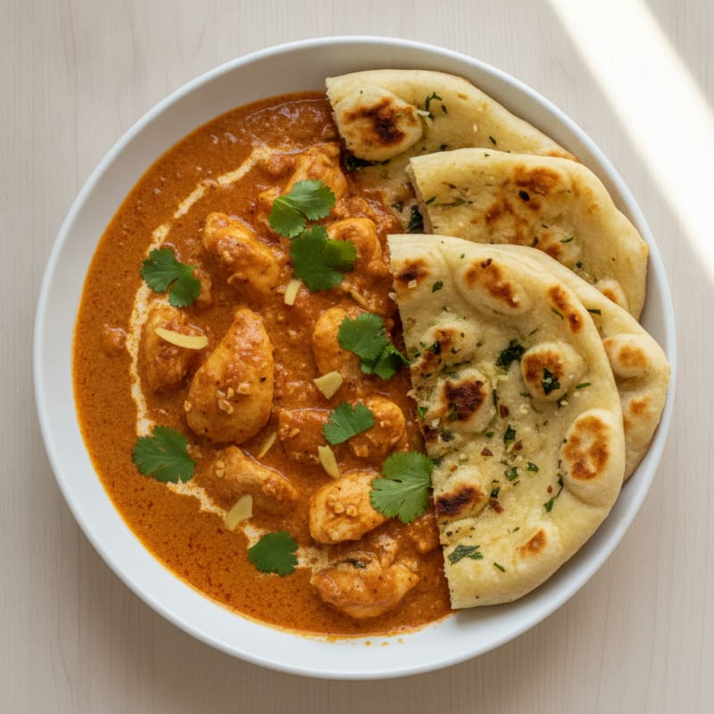 Curry Chicken with Garlic Naan