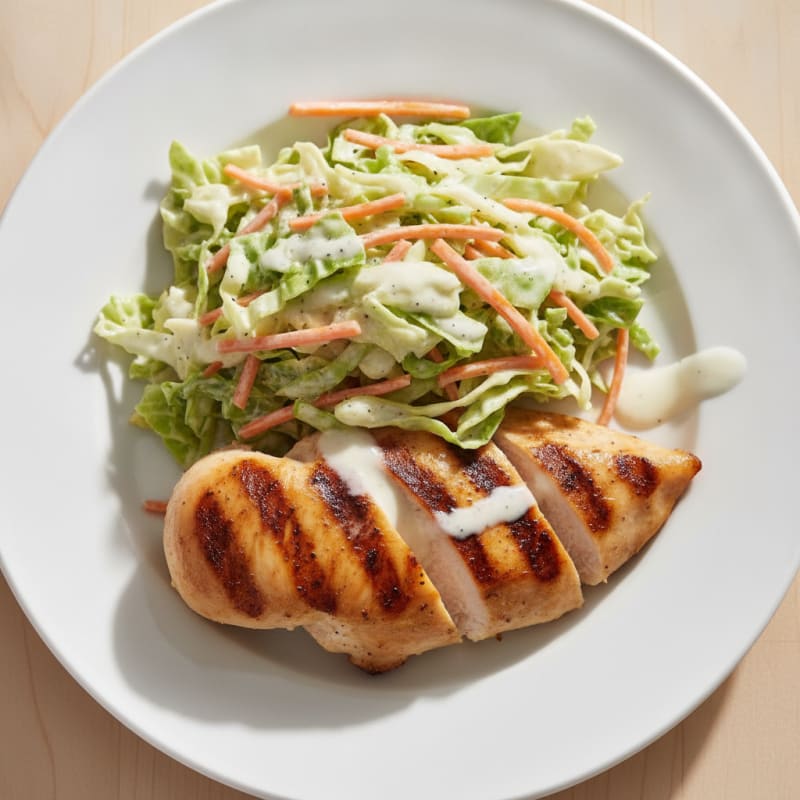Grilled Chicken Breast with Crunchy Cabbage Slaw