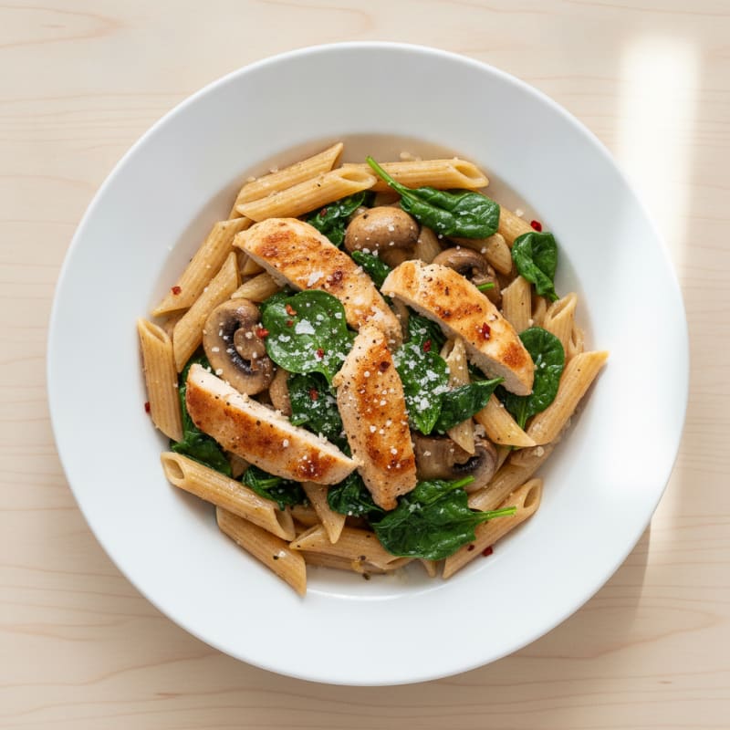 Garlic Mushroom Spinach Pasta