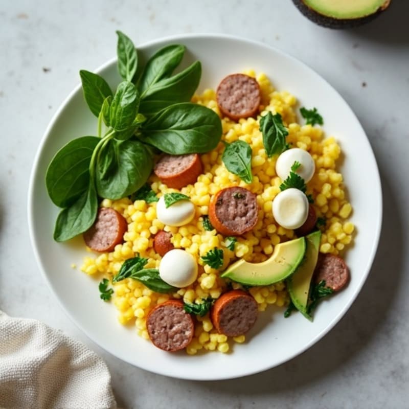 Egg White and Turkey Sausage Scramble with Spinach