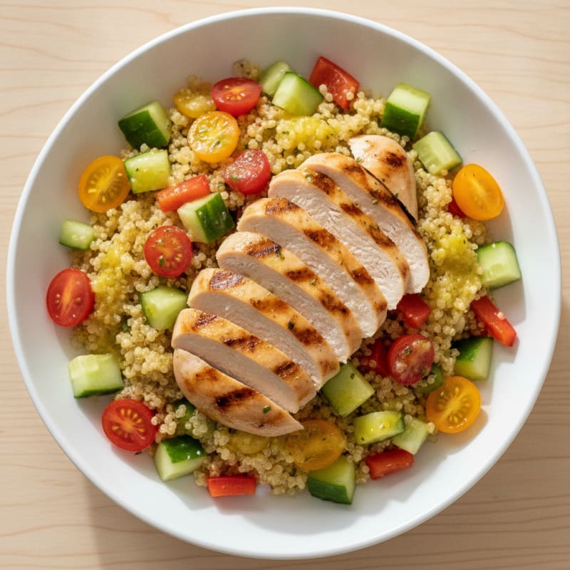 Grilled Chicken and Quinoa Bowl with Fresh Vegetables