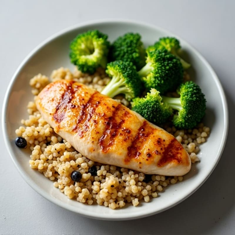 Grilled Chicken Breast with Quinoa and Steamed Broccoli