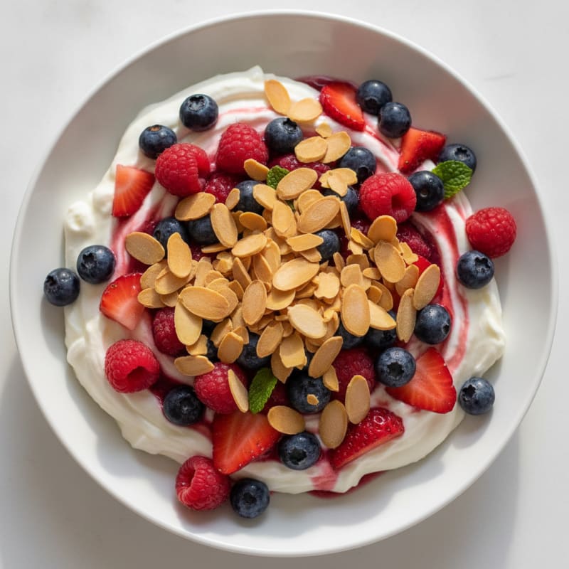 Greek Yogurt Protein Parfait with Berries and Almonds