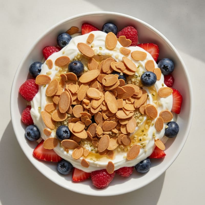 Greek Yogurt Protein Parfait with Berries and Almonds