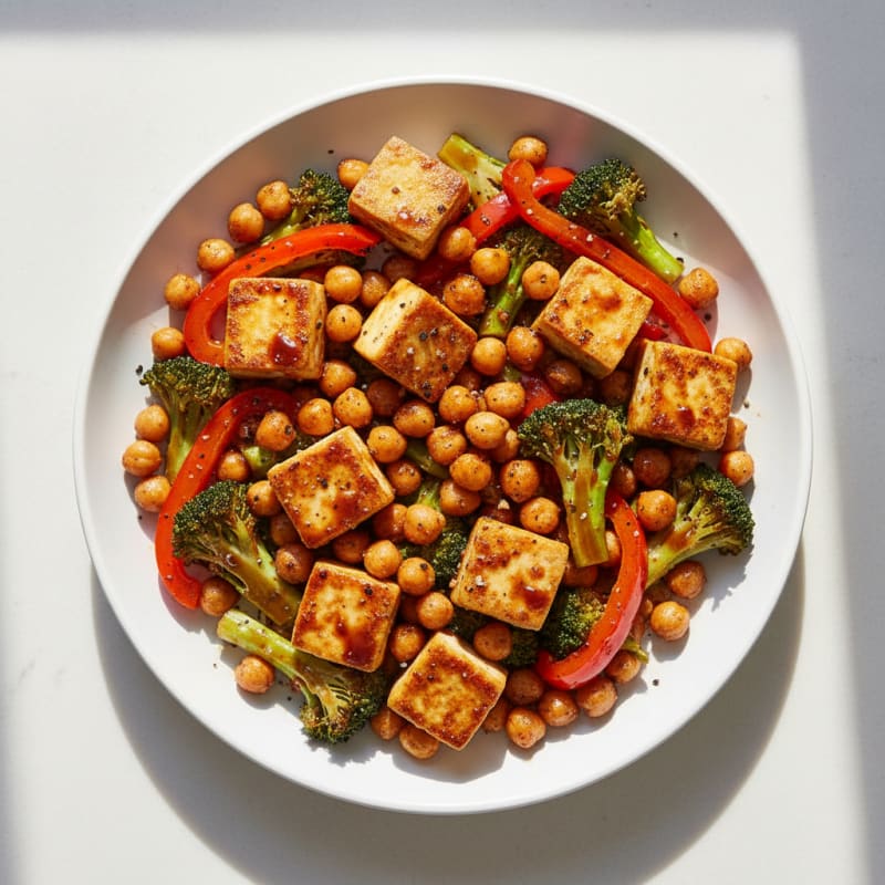 Pan-Seared Tofu with Roasted Vegetables