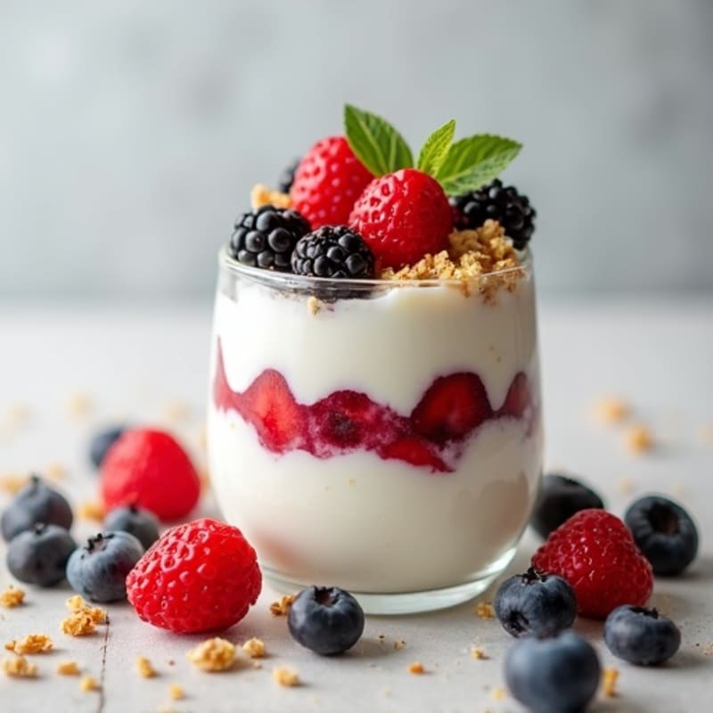 Silky Protein Yogurt Parfait with Mixed Berries