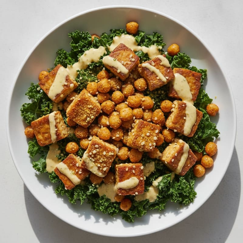 Creamy Lemon Herb Vinaigrette Tempeh Bowl