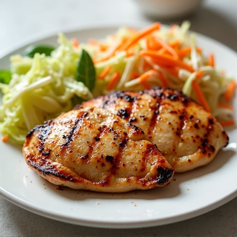 Grilled Chicken Breast with Crunchy Cabbage Slaw