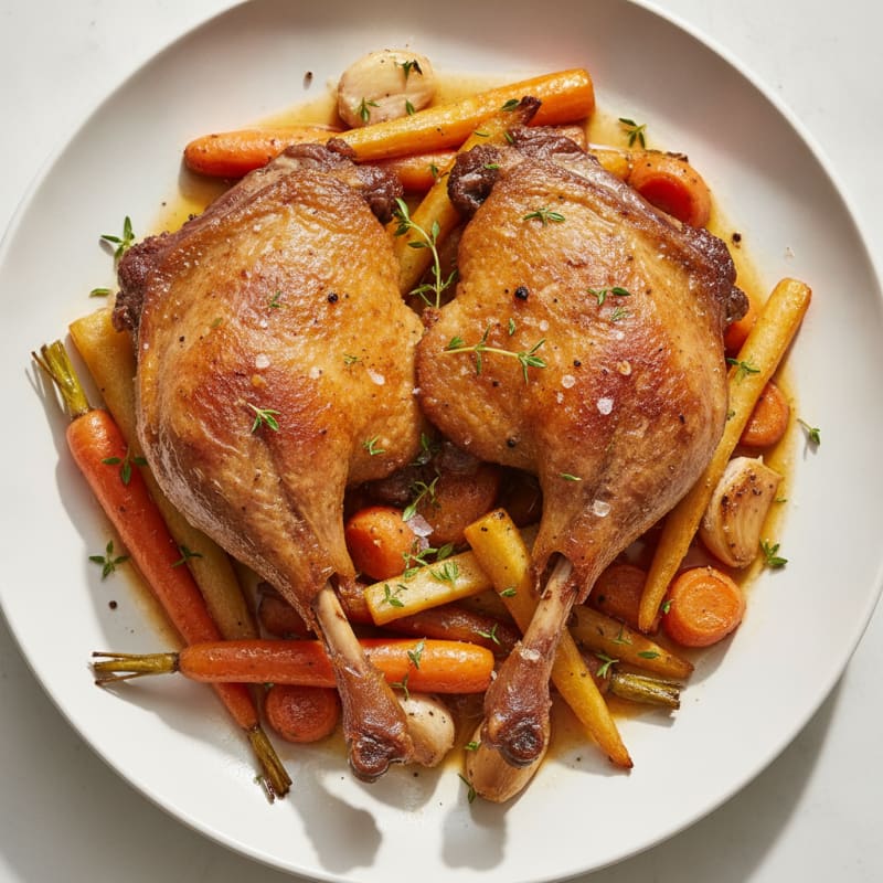 Duck Confit with Roasted Root Vegetables
