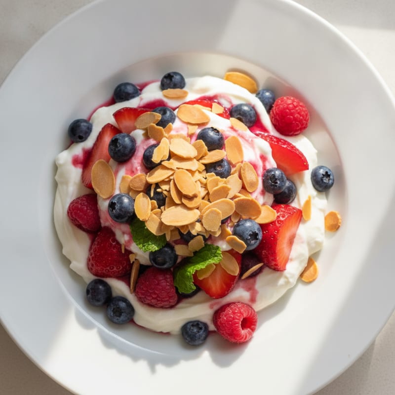 Greek Yogurt Protein Parfait with Berries and Almonds