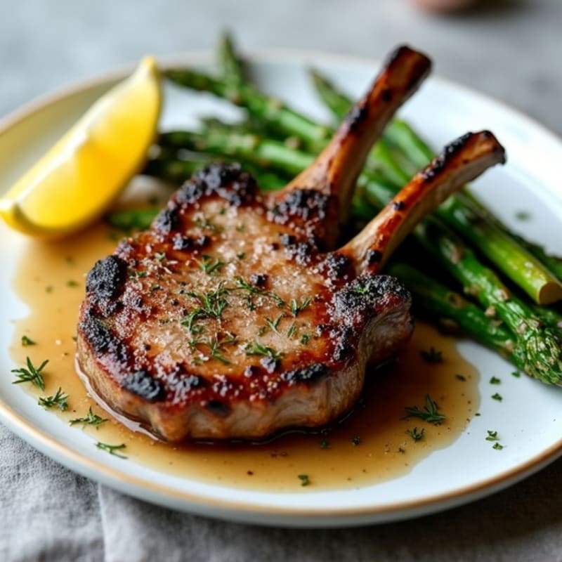 Herb-Grilled Lamb Chops with Roasted Asparagus
