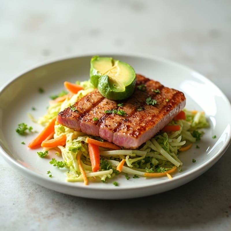 Fresh Seared Ahi Tuna with Creamy Wasabi Slaw