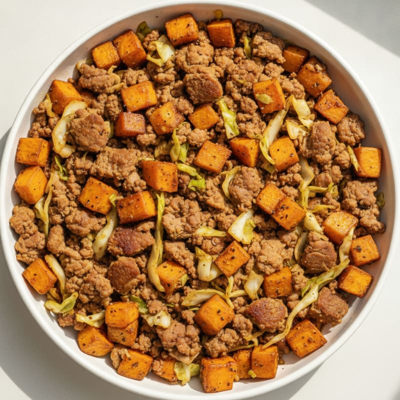 Sweet Potato and Ground Pork Skillet