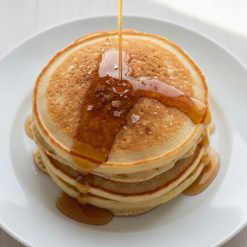 Fluffy Buttermilk Pancakes with Maple Syrup