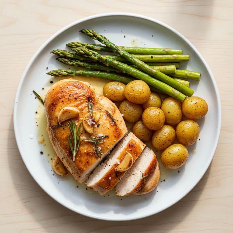 Garlic Herb Roasted Chicken with Asparagus