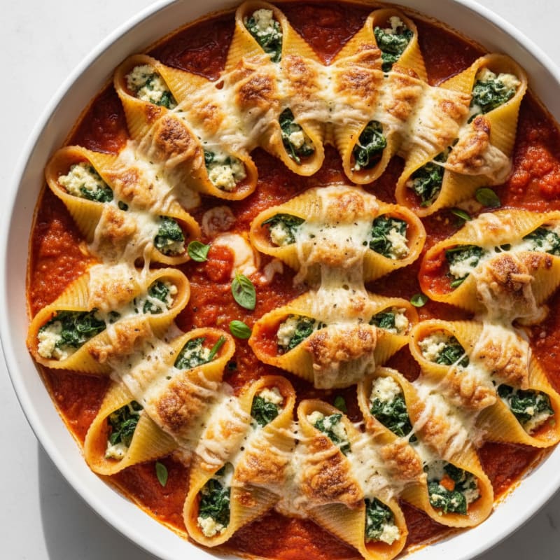 Baked Spinach Ricotta Stuffed Shells