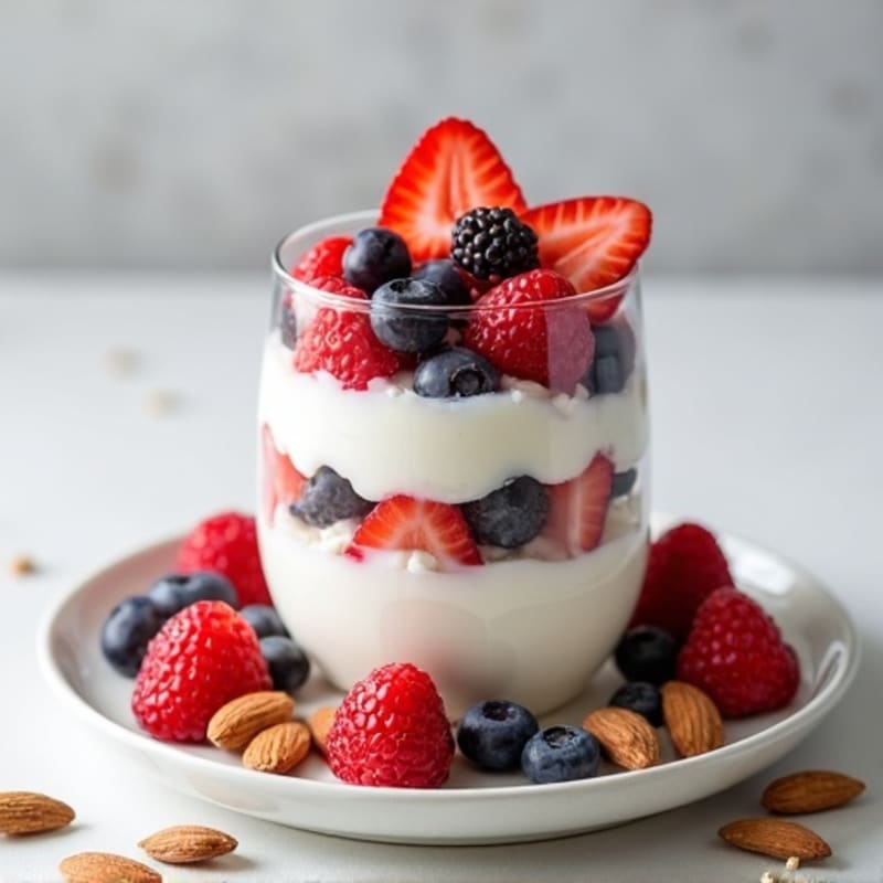 Greek Yogurt Protein Parfait with Berries and Almonds