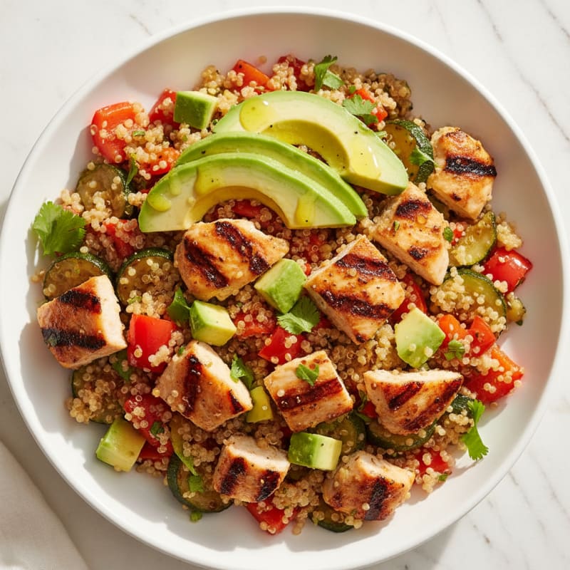 Grilled Chicken and Quinoa Bowl with Roasted Vegetables