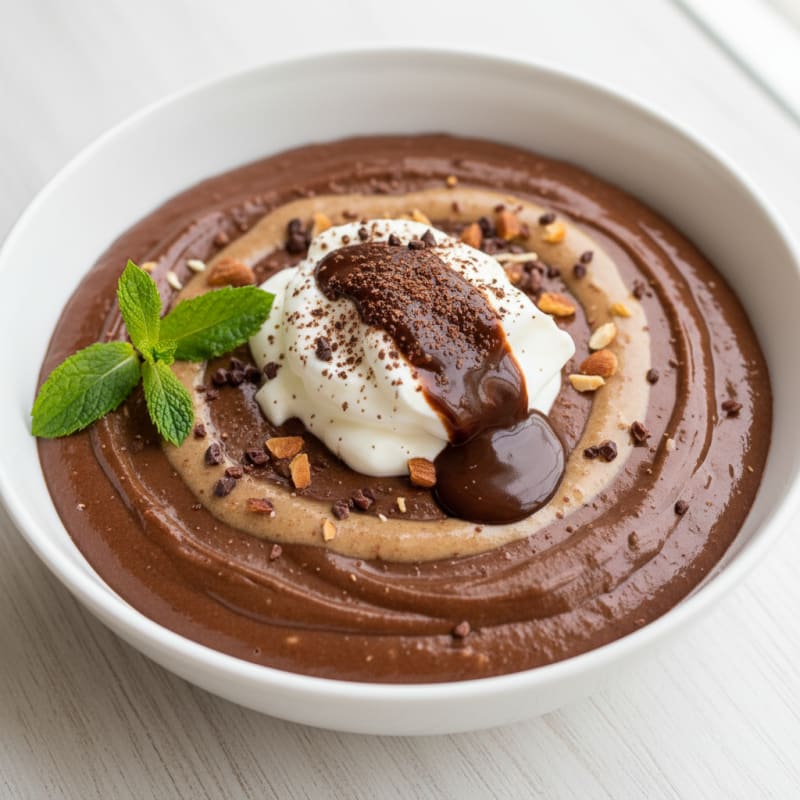 Silky Chocolate Protein Pudding with Almond Butter