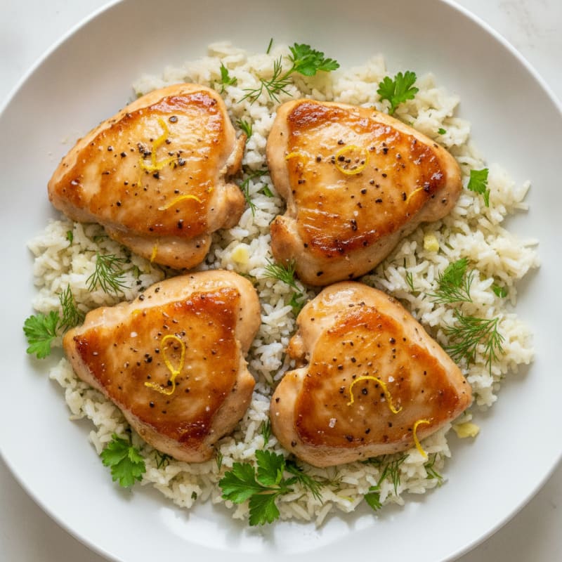 Lemon Pepper Chicken Thigh with Herbed Rice