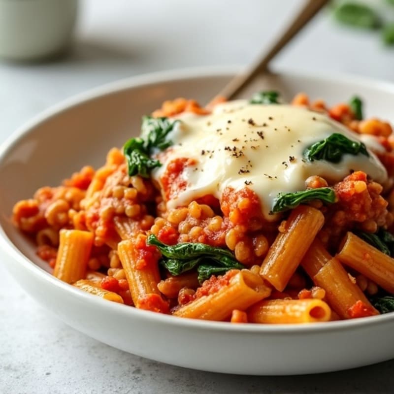 High-Protein Baked Ziti with Lean Ground Turkey and Spinach