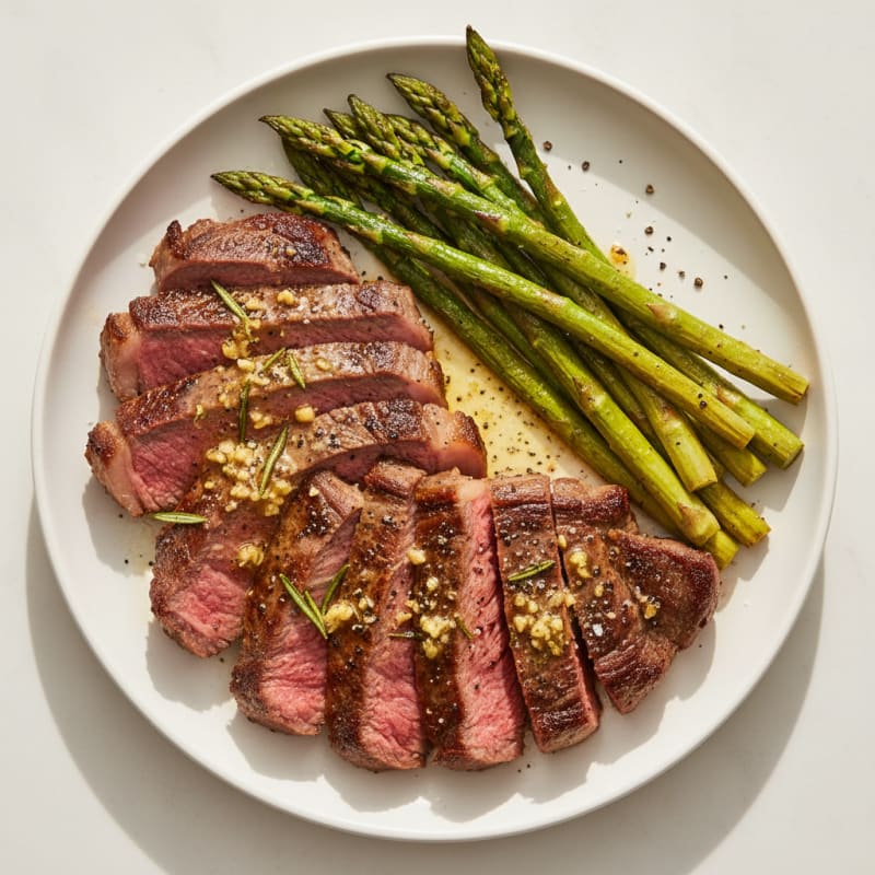 Pan-Seared Grass-Fed Sirloin with Garlic-Herb Ghee