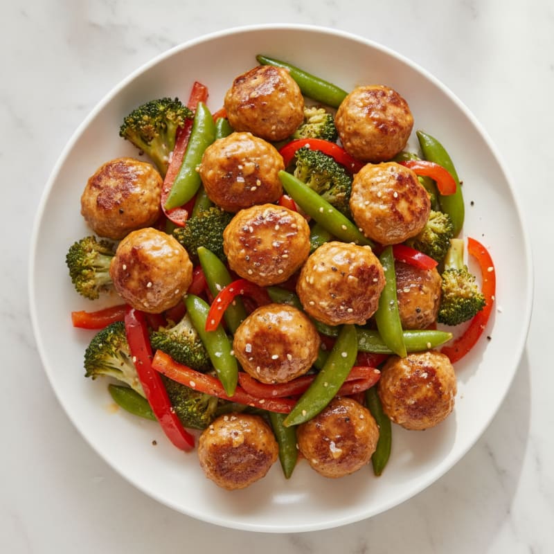 Turkey Meatball Stir-Fry with Sesame Ginger Sauce