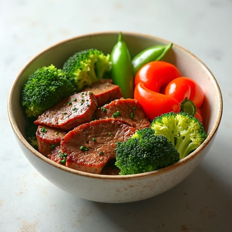 Garlic Ginger Beef and Fresh Vegetable Bowl
