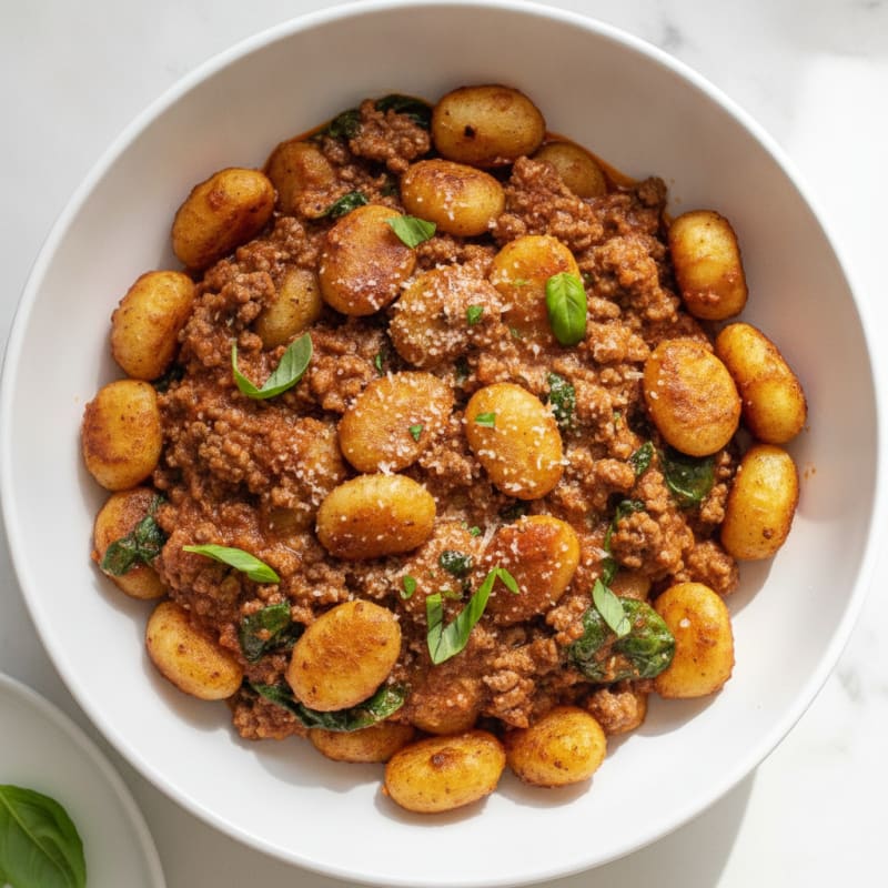 Ground Beef Gnocchi Skillet with Marinara