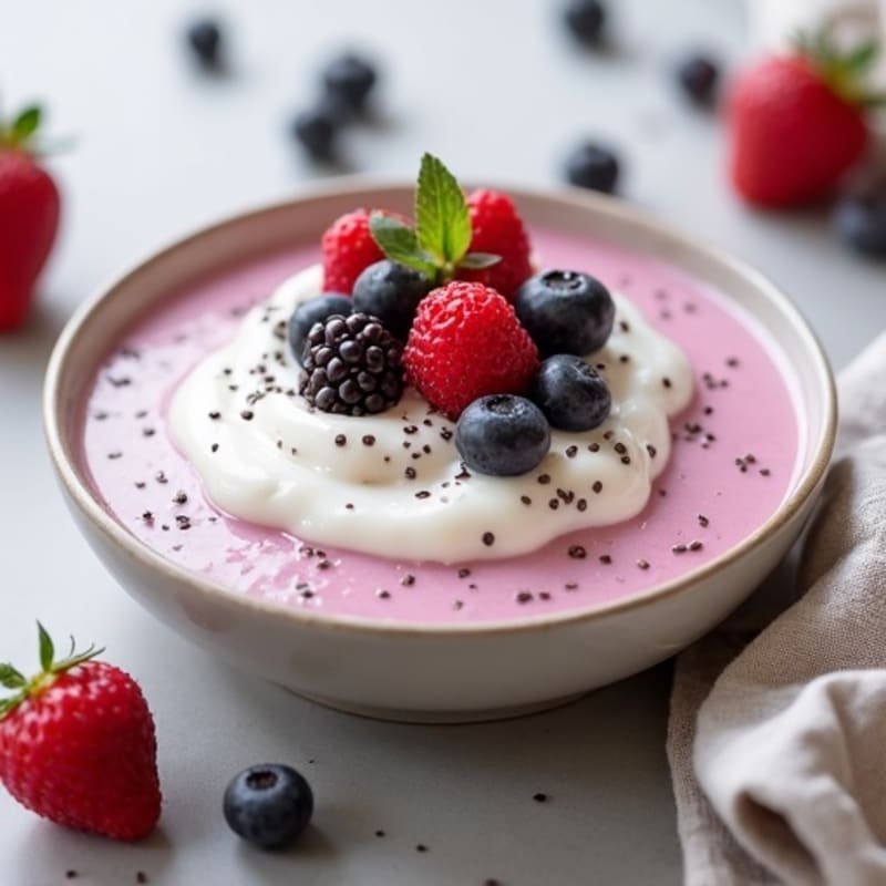 Silky Greek Yogurt Protein Pudding with Mixed Berries